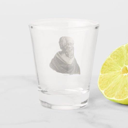 Portrait des griechischen Philosophen Sokrates aus Schnapsglas (Rückseite)