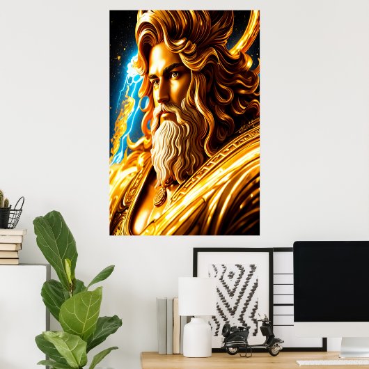 Portrait des griechischen Zeus | Art der AI Poster (Heimbüro)