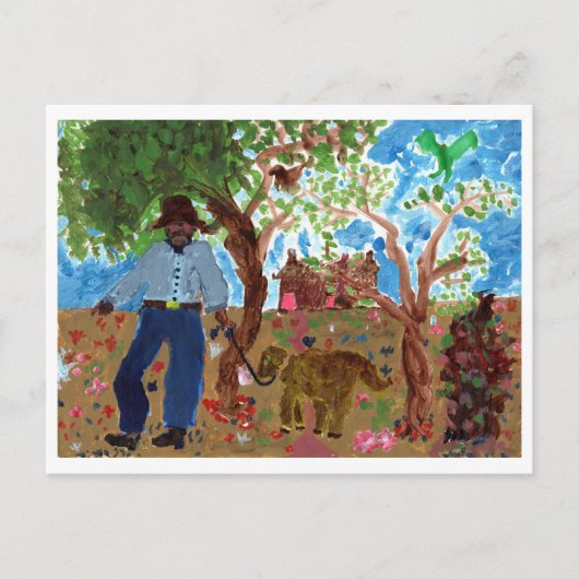 Portrait des Künstlers mit Hundeschrift Postkarte (Vorderseite)