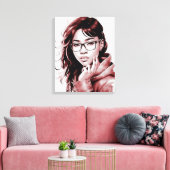 Portrait des Mädchens mit Brille Canvas Print Leinwanddruck (Insitu (Wohnzimmer))