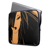 Portrait des Mädchens mit entlassenen Haaren Laptopschutzhülle (Vorderseite Links)