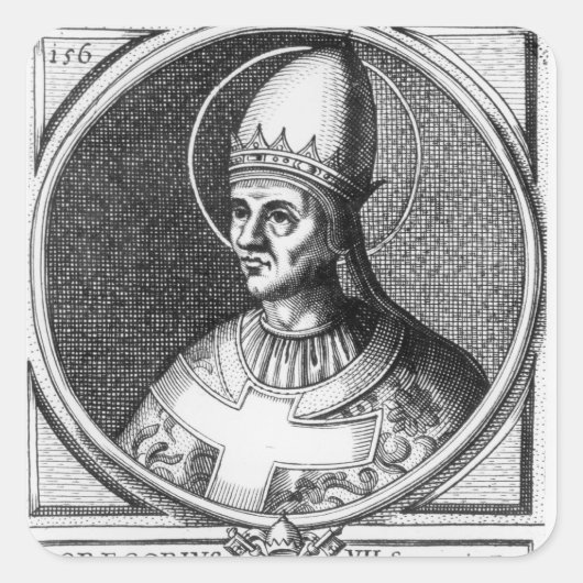 Portrait des Papstes Gregory VII Quadratischer Aufkleber (Vorderseite)