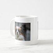 Portrait des reinrassigen Papillon-Hundes Kaffeetasse (Vorderseite Links)