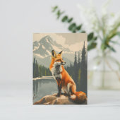 Portrait des Roten Fox Postkarte (Stehend Vorderseite)