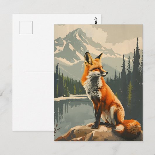 Portrait des Roten Fox Postkarte (Vorne/Hinten)