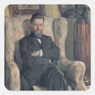 Portrait des Sammlers Alexei A. Bakhrush Quadratischer Aufkleber