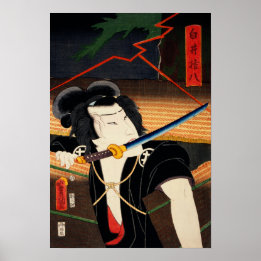Portrait des Schauspielers mit Katana von Toyohara Poster