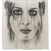 Portrait des weinenden Mädchens - Zeichnend in Ble Duschvorhang (Vorderseite)