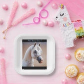 Portrait des Weißen Arabianischen Pferdes Pappteller (Party)