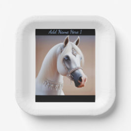 Portrait des Weißen Arabianischen Pferdes Pappteller