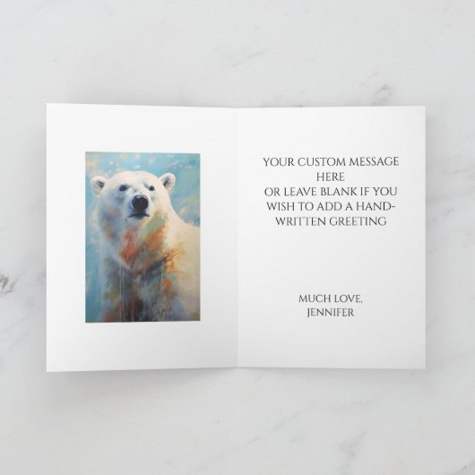 Portrait des weißen Polarbären in Coolen Tönen Karte (Innenseite)