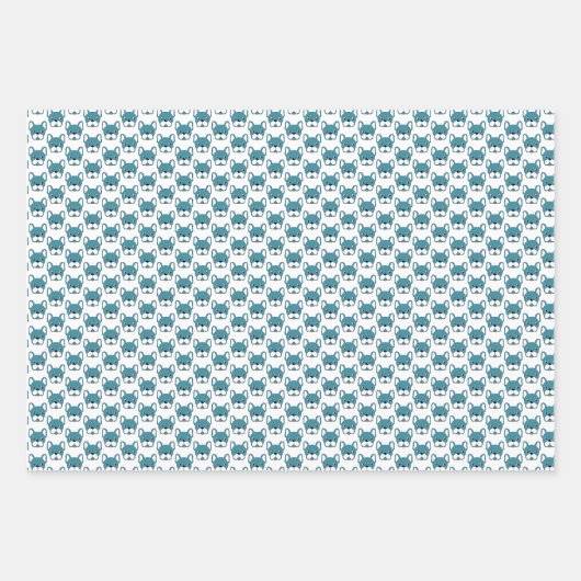 Portrait Design Aquamarin Geschenkpapier Set (Vorderseite)