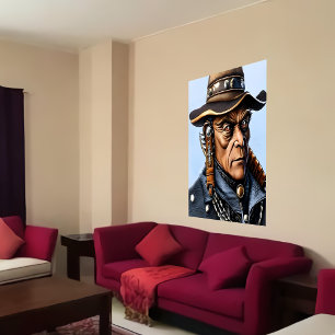Portrait einer Alien Cowboy mit Hut   Art der AI Poster