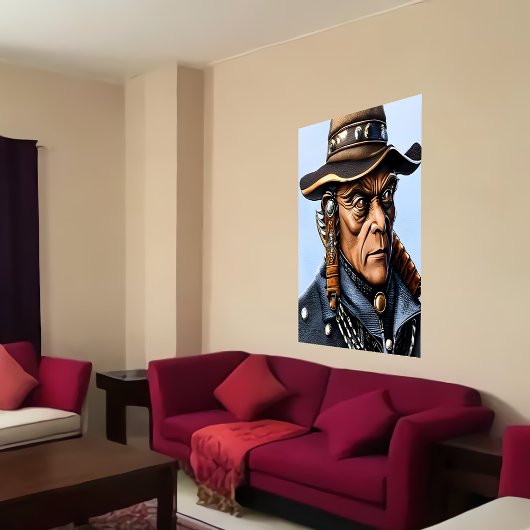 Portrait einer Alien Cowboy mit Hut | Art der AI Poster