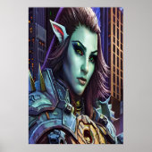 Portrait einer blauen Alien | AI Art Poster (Vorne)