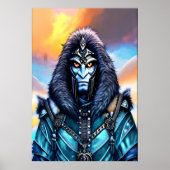 Portrait einer blauen Alien mit gelben Augen | Art Poster (Vorne)