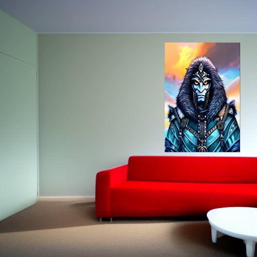 Portrait einer blauen Alien mit gelben Augen | Art Poster