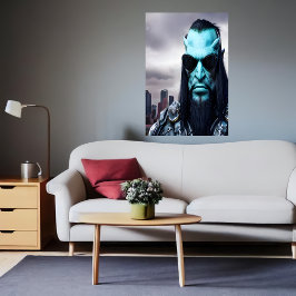 Portrait einer blauen Alien mit Sonnenbrille | Art Poster