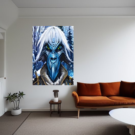 Portrait einer blauen Alien mit weißem Haar | Art  Poster