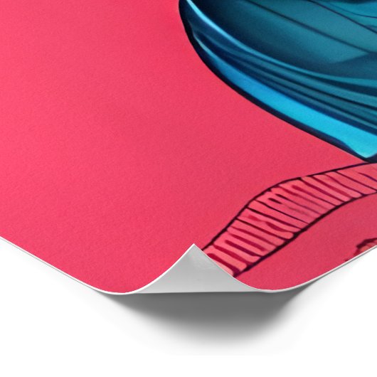 Portrait einer blauen Katze | AI Art Poster (Ecke)