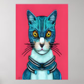 Portrait einer blauen Katze | AI Art Poster (Vorne)