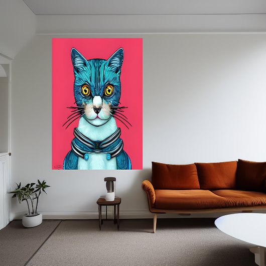 Portrait einer blauen Katze | AI Art Poster