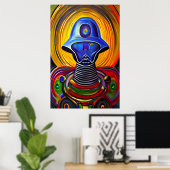 Portrait einer bunten Roboter-Alien | Art der AI Poster (Heimbüro)