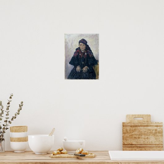 Portrait einer Cossack-Frau, 1909 Poster (Küche)