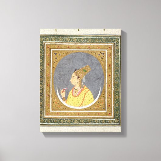 Portrait einer Dame mit einem Lotus-Blatt, aus dem Leinwanddruck (Vorderseite)