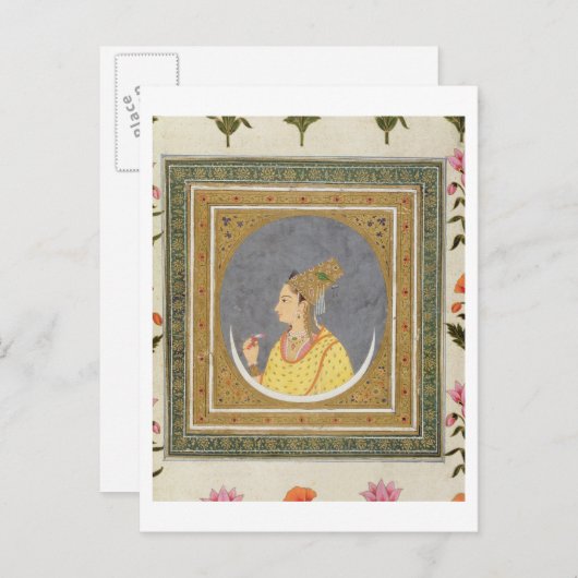 Portrait einer Dame mit einem Lotus-Blatt, aus dem Postkarte (Vorne/Hinten)