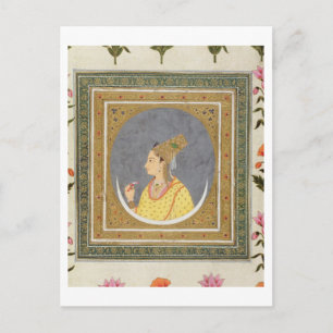 Portrait einer Dame mit einem Lotus-Blatt, aus dem Postkarte