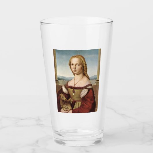 Portrait einer Dame mit Einhorn (von Raphael) Glas (Vorderseite)