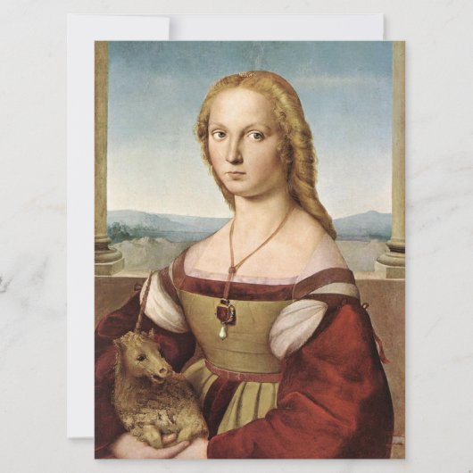 Portrait einer Dame mit Einhorn (von Raphael) Karte (Vorderseite)