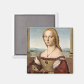 Portrait einer Dame mit Einhorn (von Raphael) Magnet (Vorderseite/Rückseite)