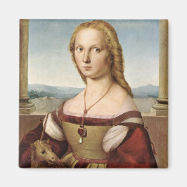 Portrait einer Dame mit Einhorn (von Raphael) Magnet