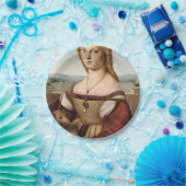 Portrait einer Dame mit Einhorn (von Raphael) Pappteller (Party)