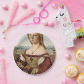 Portrait einer Dame mit Einhorn (von Raphael) Pappteller (Party)