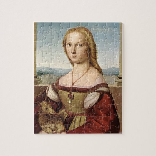 Portrait einer Dame mit Einhorn (von Raphael) Puzzle (Vertikal)