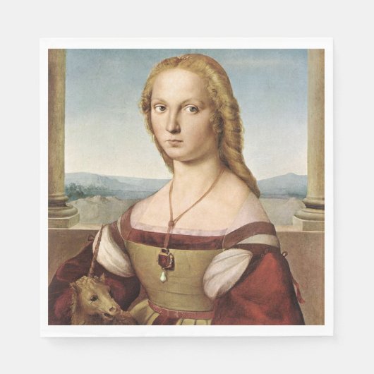 Portrait einer Dame mit Einhorn (von Raphael) Serviette (Vorderseite)