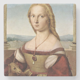Portrait einer Dame mit Einhorn (von Raphael) Steinuntersetzer