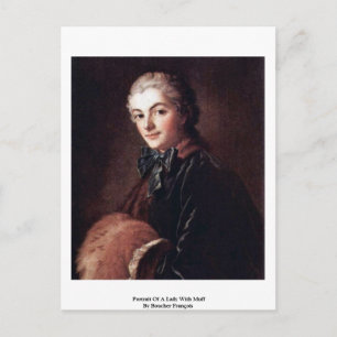 Portrait einer Dame mit Muff von Boucher François Postkarte