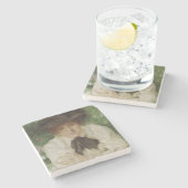 Portrait einer Edwardian Lady (Vintage Kunst) Steinuntersetzer (Seitenansicht)