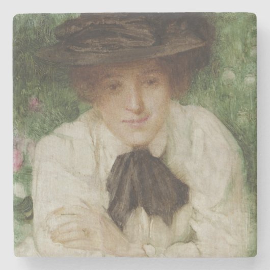 Portrait einer Edwardian Lady (Vintage Kunst) Steinuntersetzer (Vorderseite)