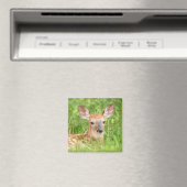 Portrait einer Faune (Weißschwanzhirsche) Magnet (In Situ (Geschirrspüler))
