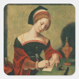Portrait einer Frau als Magdalen Quadratischer Aufkleber