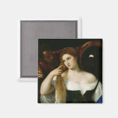 Portrait einer Frau auf ihrer Toilette, 1512-15 Magnet (Vorderseite/Rückseite)