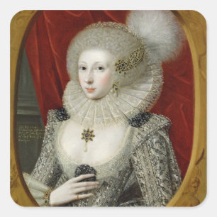 Portrait einer Frau, möglicherweise Frances Cotton Quadratischer Aufkleber