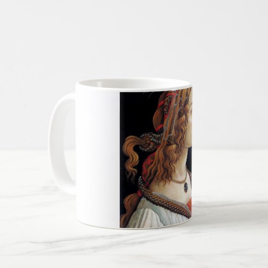Portrait einer Frau, Sandro Botticelli Kaffeetasse (Vorderseite Links)