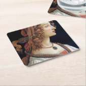 Portrait einer Frau, Sandro Botticelli Rechteckiger Pappuntersetzer (angewinkelt)