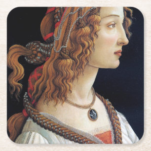 Portrait einer Frau, Sandro Botticelli Rechteckiger Pappuntersetzer